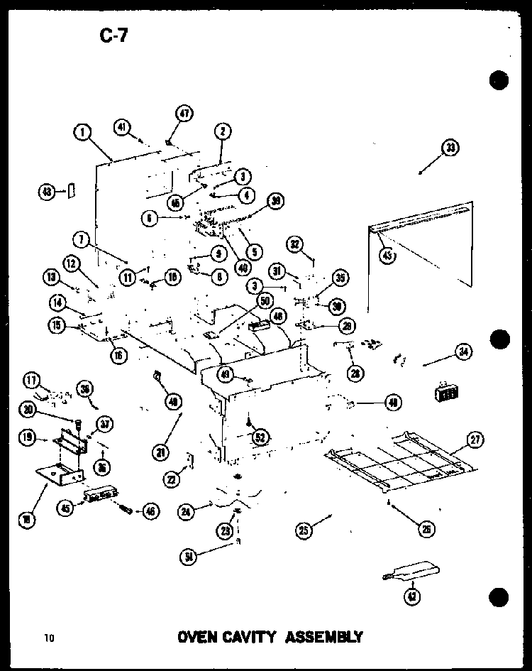 Oven Cavity Assembly Diagram and Parts List for RC-20 P72100-8M Amana Microwave