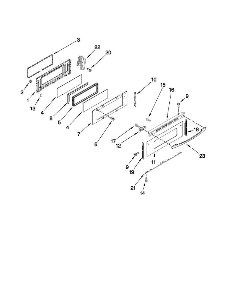 Upper Door Parts Diagram and Parts List for MGR6875ADB26  Maytag Range