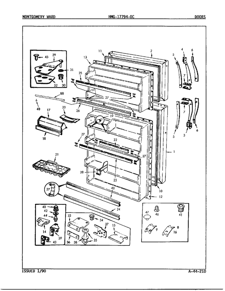 Doors Diagram and Parts List for 17794A  Admiral Refrigerator