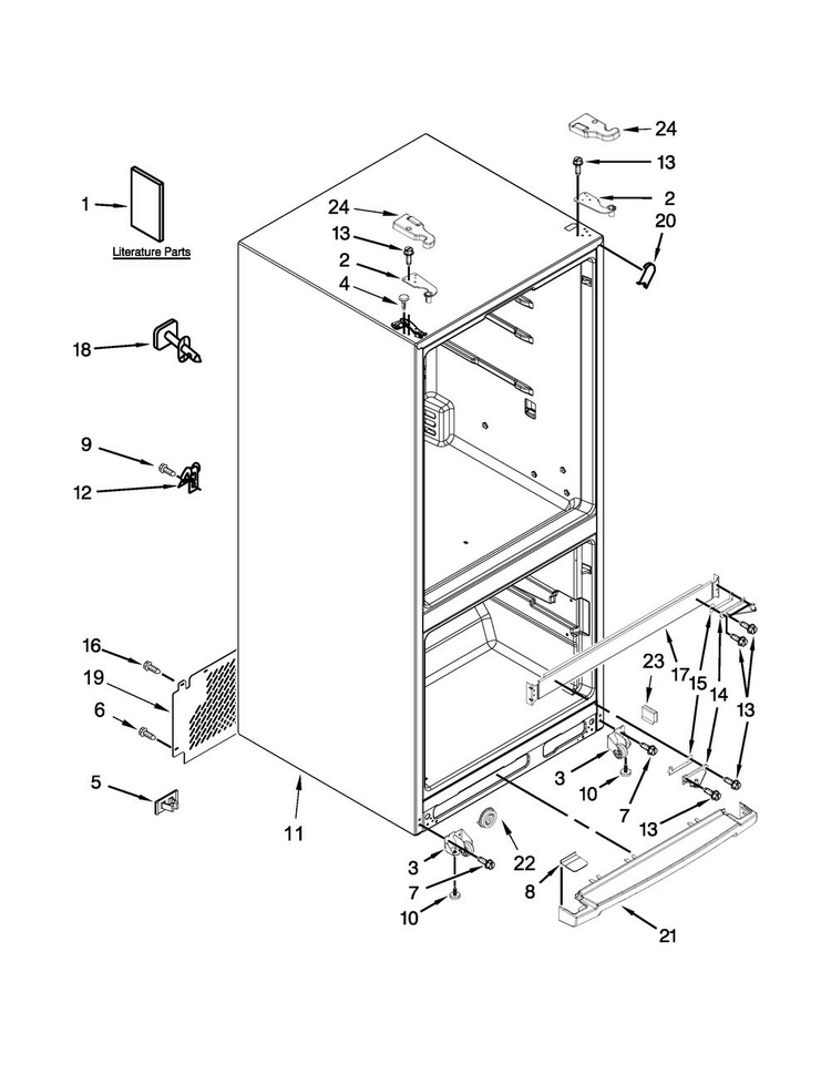 Cabinet Parts Diagram and Parts List for MFB2055DRE01  Maytag Refrigerator
