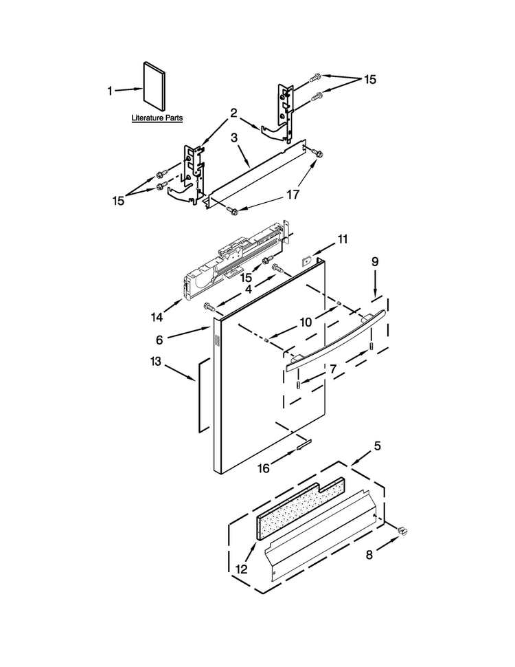 Door Panel Parts Diagram and Parts List for JDB8200AWS4  Jenn-Air Dishwasher