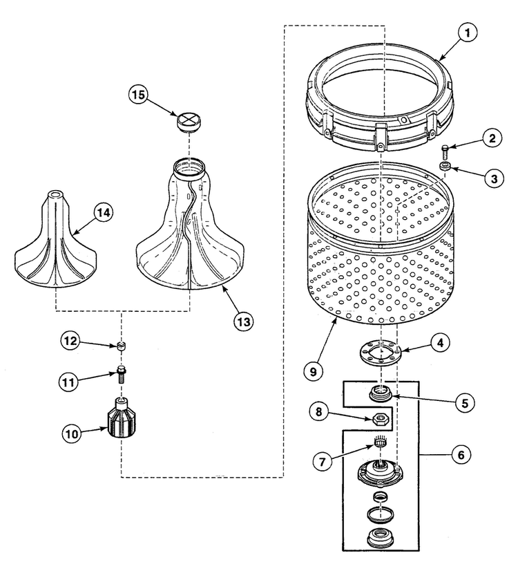 Agitator Assy Diagram and Parts List for SWT121WA  Speed Queen Washer