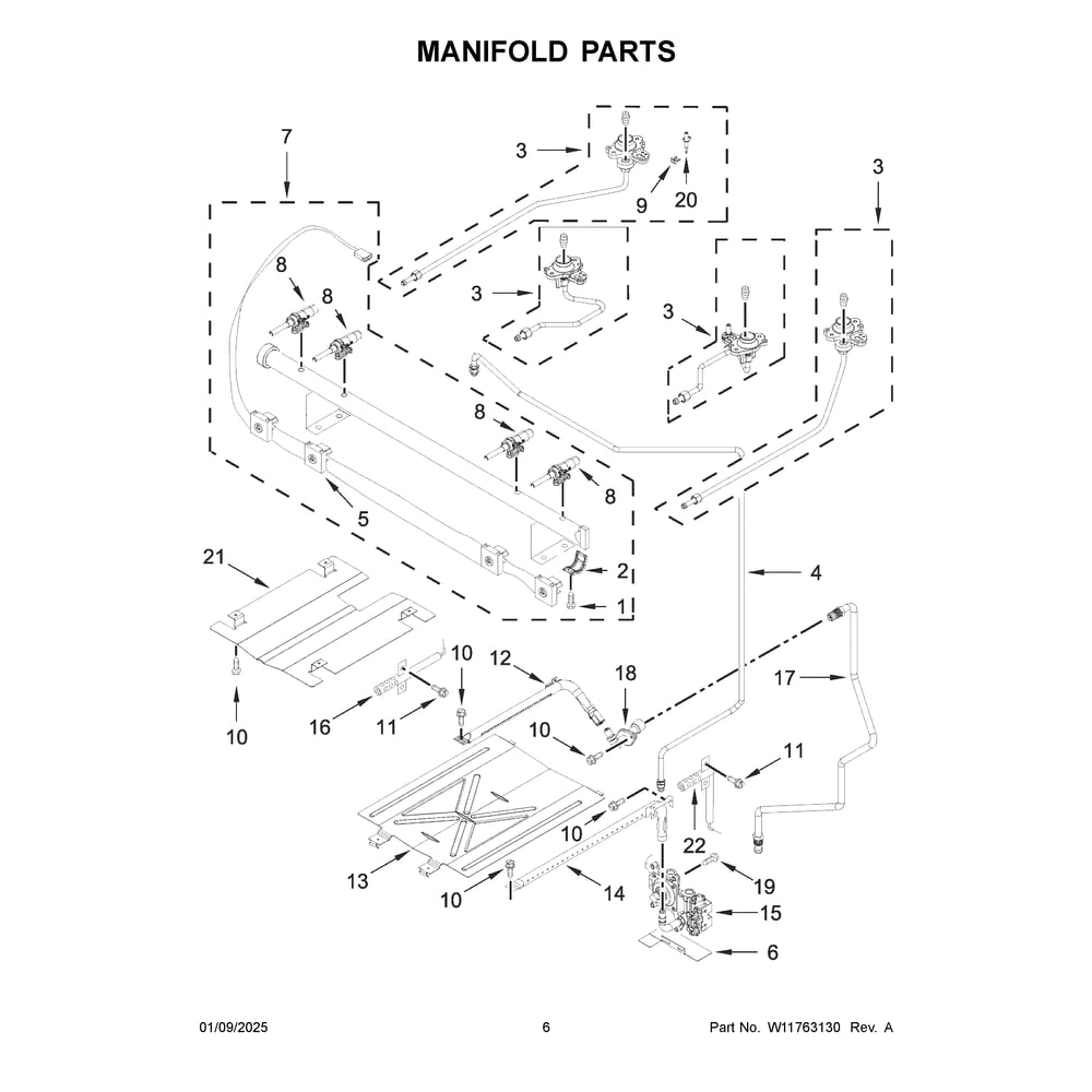 Manifold Parts Diagram and Parts List for CRGW3484RS0  Crosley Range