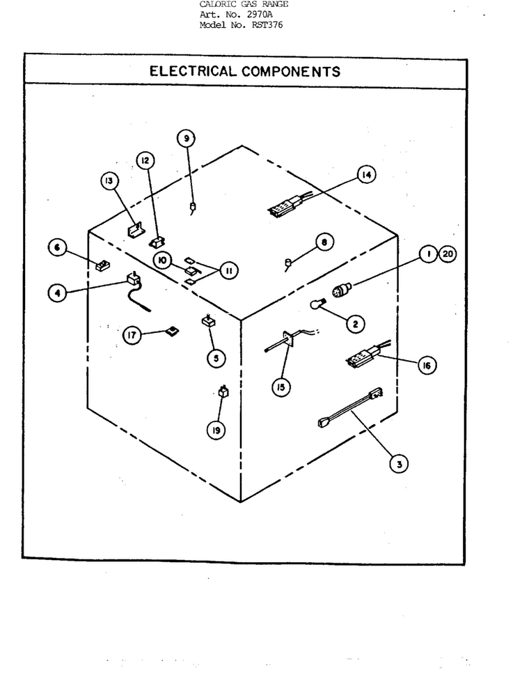 Electrical Components Diagram and Parts List for 2970A  Amana Range