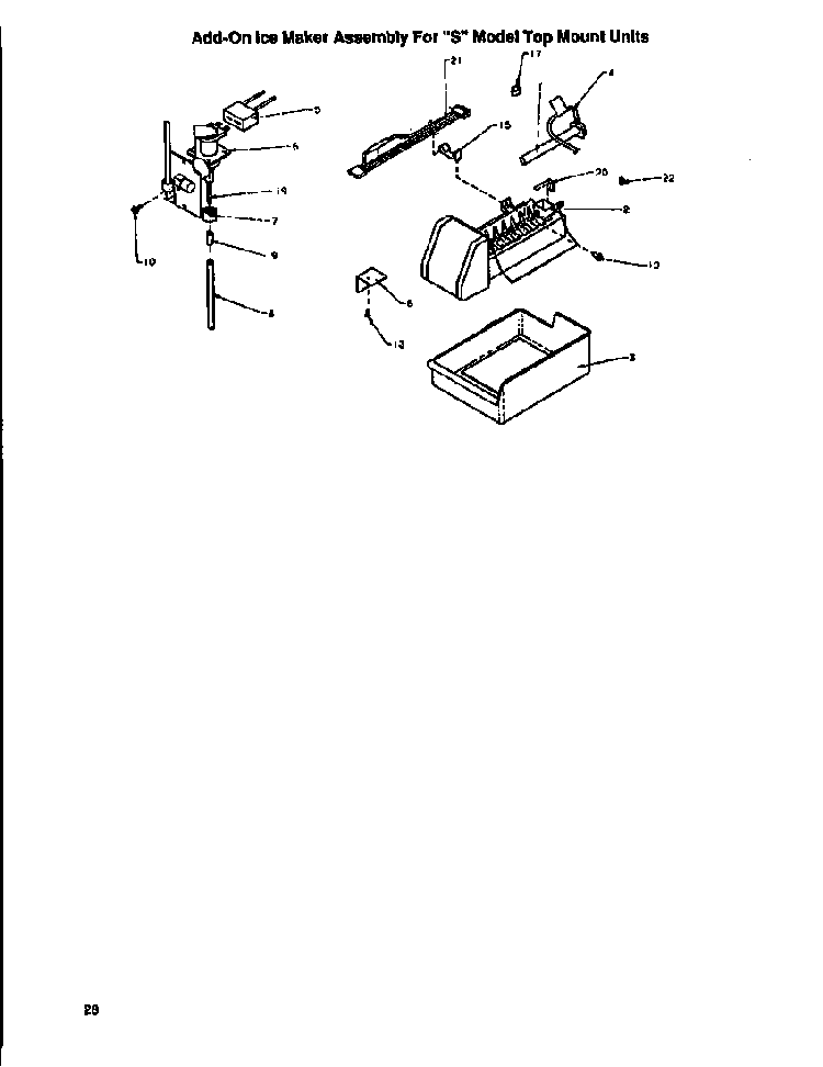 Add-on Ice Maker Diagram and Parts List for TA18S2W-P1194501WW  Amana Refrigerator