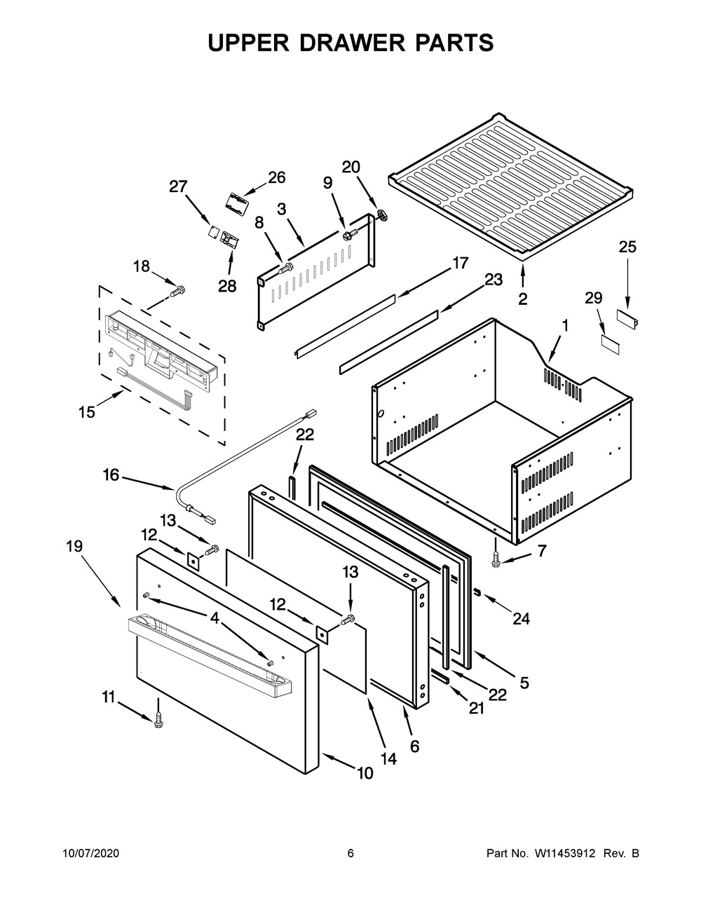 Upper Drawer Parts Diagram and Parts List for JUDFP242HM00  Maytag Wine and Beverage Cooler