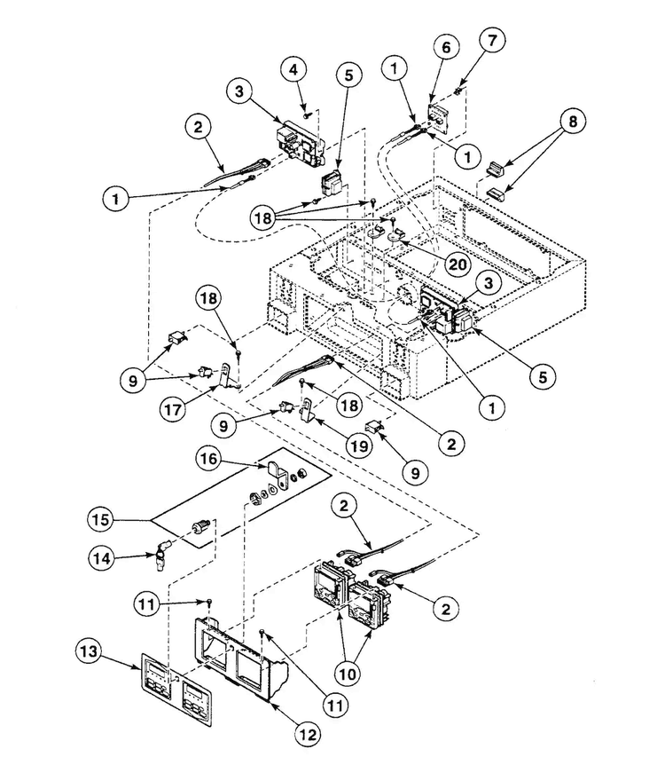 Control Panel Diagram and Parts List for SSEZ17WF1500  Speed Queen Dryer