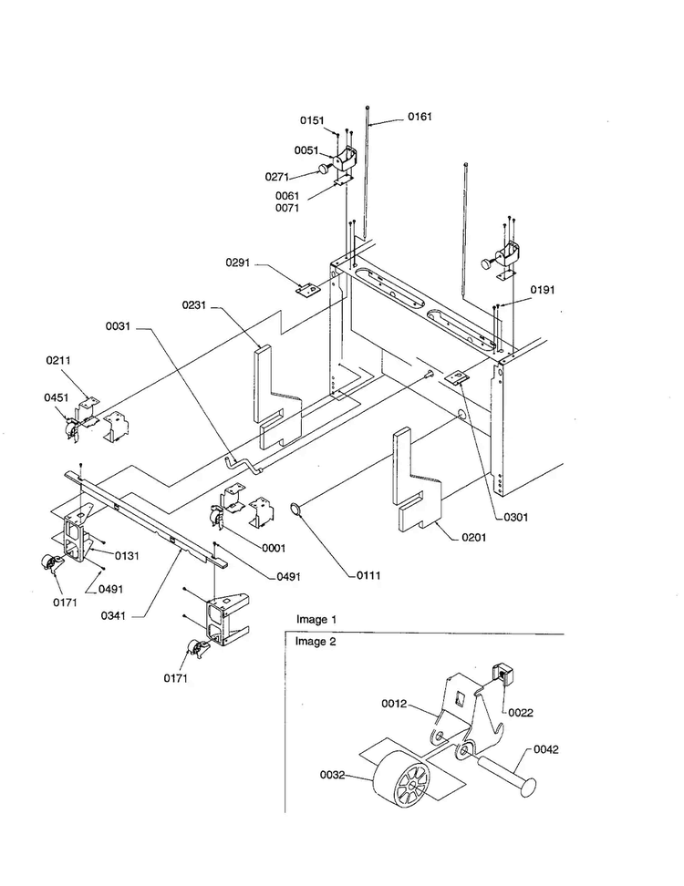 Bottom Hinge And Roller Assembly Diagram and Parts List for BRF20TE-P1199202WE  Amana Refrigerator