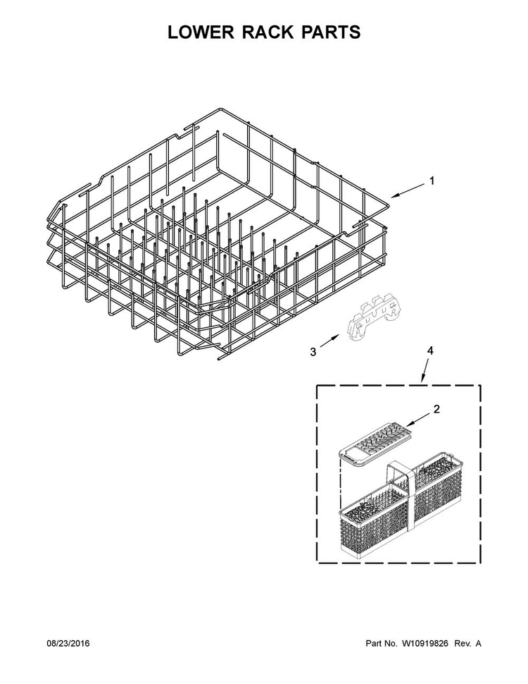 Lower Rack Parts Diagram and Parts List for MDB8979SFZ2  Maytag Dishwasher