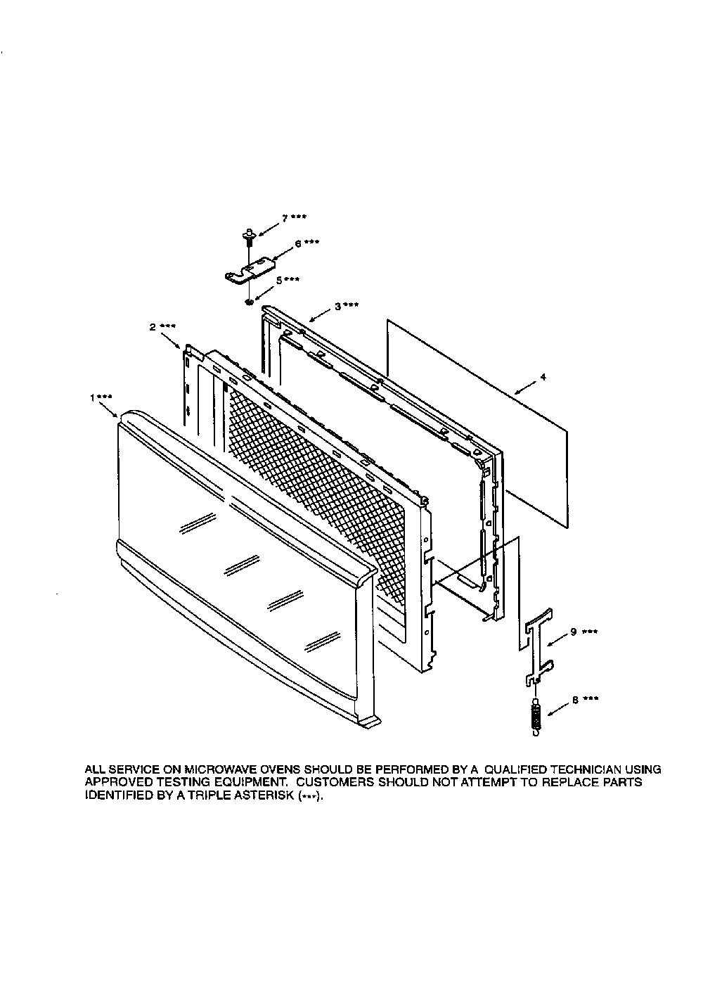 Door Diagram and Parts List for 56569399990  Kenmore Microwave