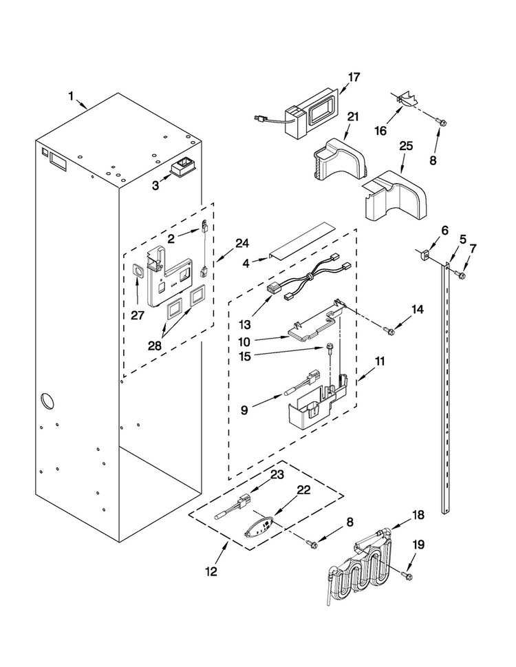 Refrigerator Liner Parts Diagram and Parts List for JS42CXDUDB02  Jenn-Air Refrigerator