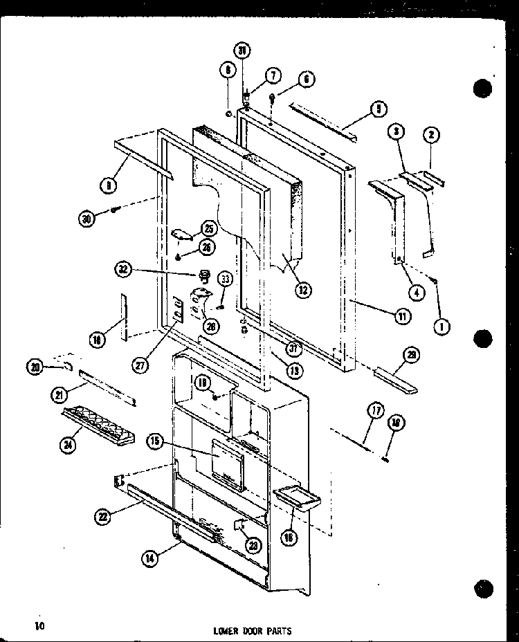 Lower Door Parts Diagram and Parts List for TC18E-L-P74660-14WL  Amana Refrigerator