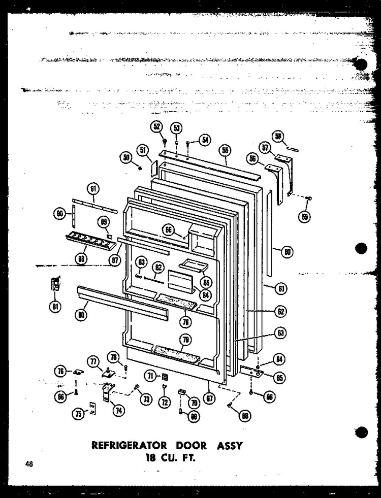 Refrigerator Door Assy 18 Cu. Ft. Diagram and Parts List for T16J-P60178-1W  Amana Refrigerator