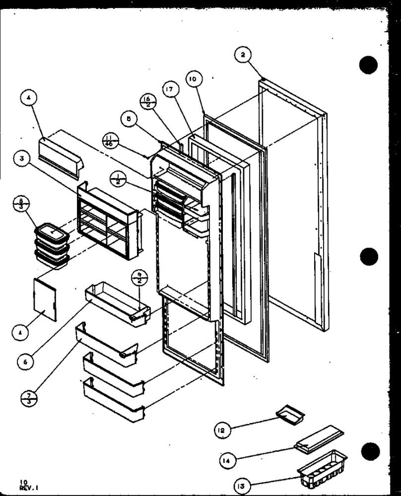 Refrigerator Door 2 Diagram and Parts List for IC4N-P1110801W-SXS  Amana Refrigerator