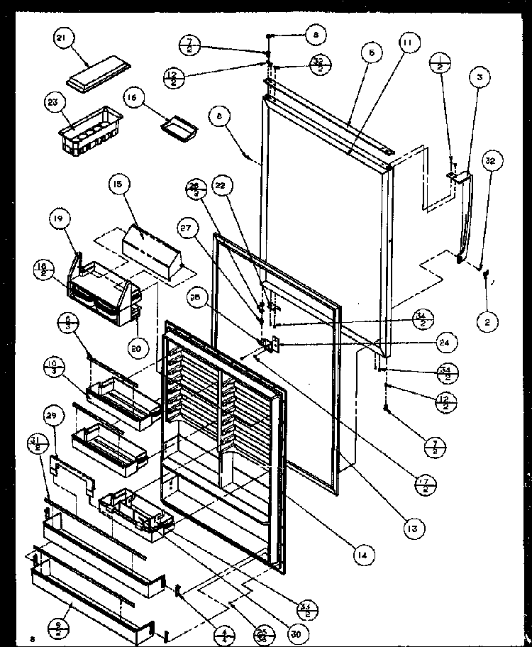 Ref Door Diagram and Parts List for TZ21Q2W-P1111713WW  Amana Refrigerator