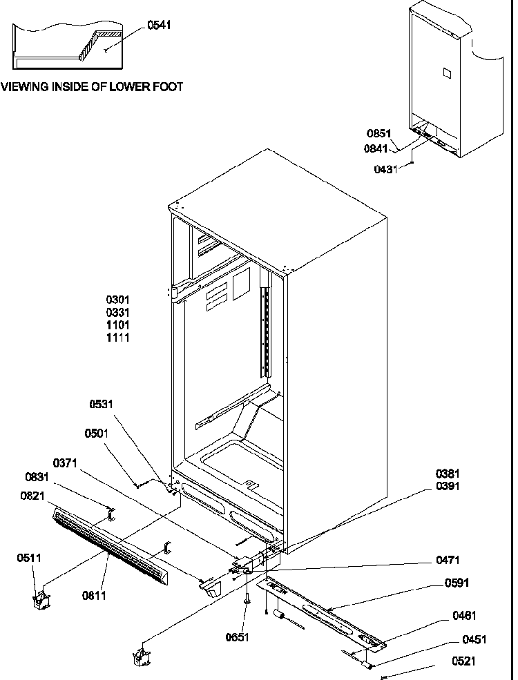 Ladders, Lower Cabinet And Rollers Diagram and Parts List for TSI22VL-P1306602WL  Amana Refrigerator