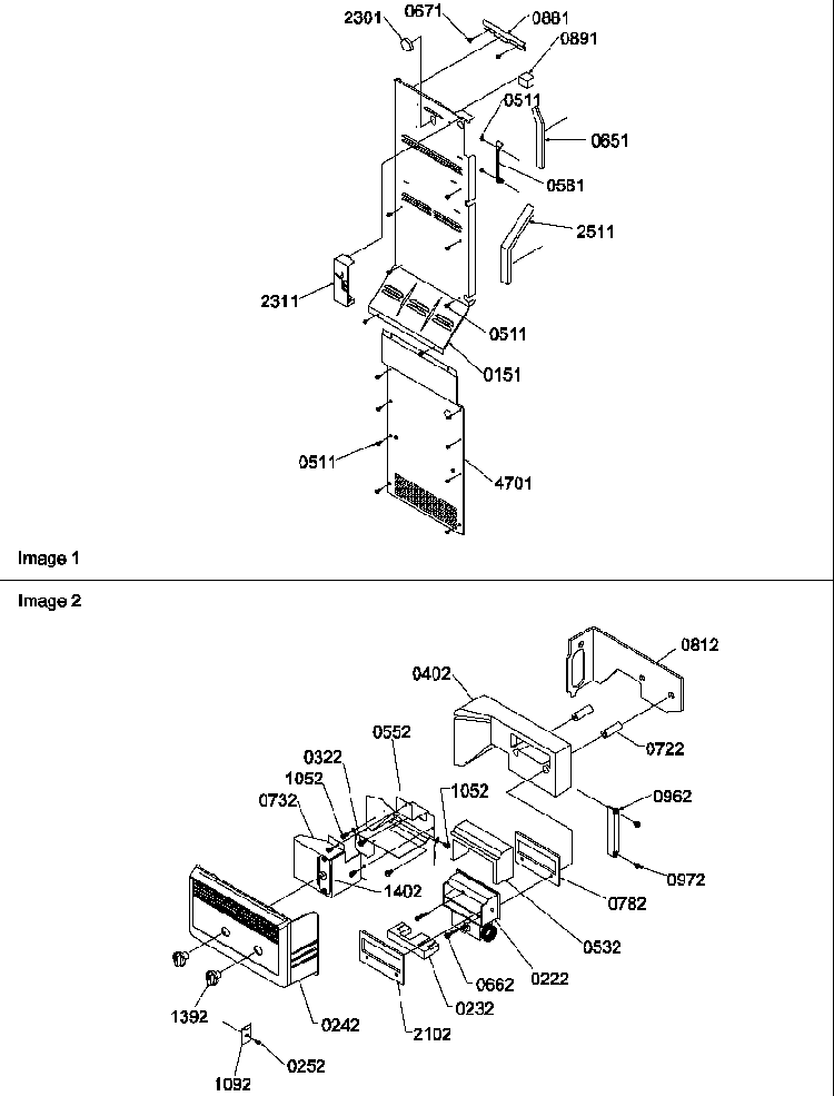 Control Assy Diagram and Parts List for SR20TW-P1190102WW  Amana Refrigerator