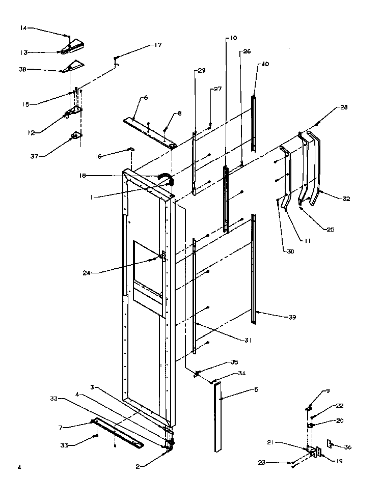 Freezer Door Hinge And Trim Parts Diagram and Parts List for SXD20Q2W-P1162508WW  Amana Refrigerator