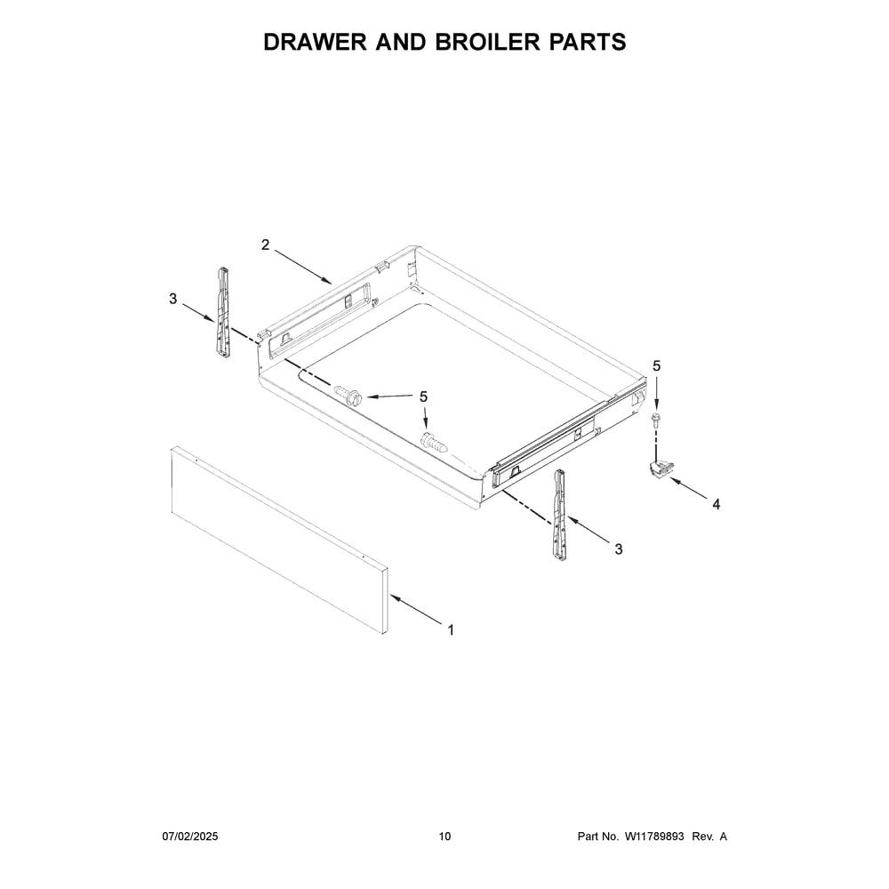 Drawer And Broiler Parts Diagram and Parts List for YAER6203MSS0  Amana Range