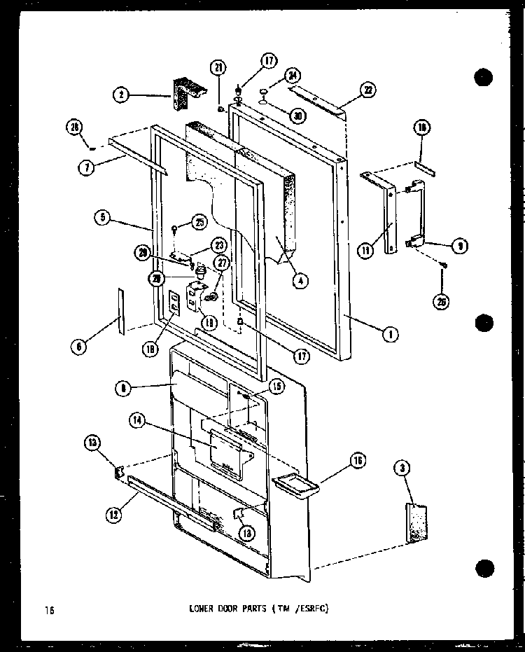 Lower Door Parts Diagram and Parts List for TM14D-P73953-21W  Amana Refrigerator