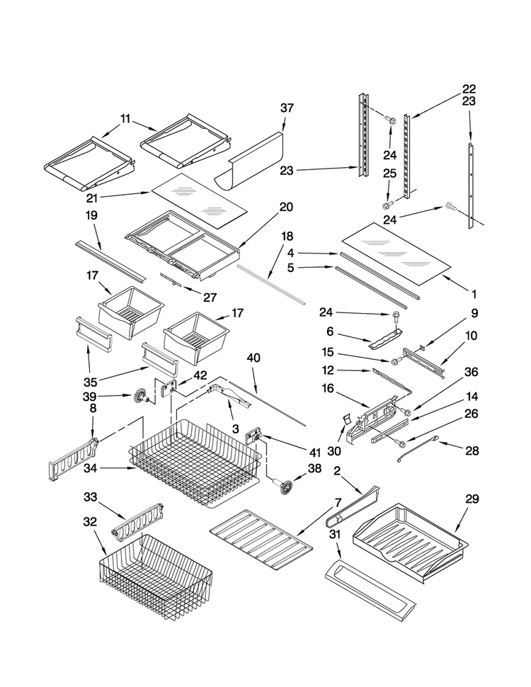 Shelf Parts Diagram and Parts List for JBR2088WEM0  Jenn-Air Refrigerator