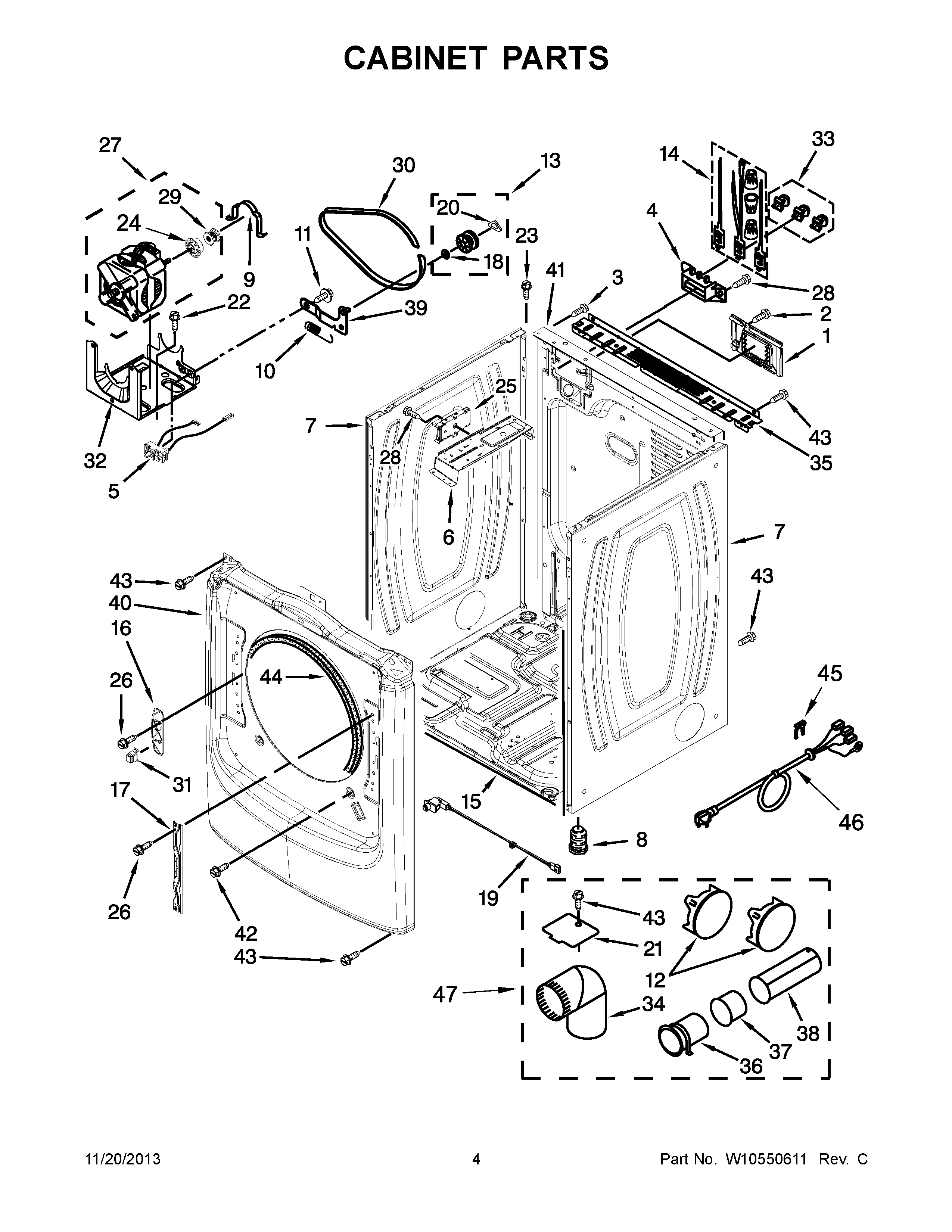 03 - CABINET PARTS Diagram and Parts List for YMED6000AG0  Maytag Dryer
