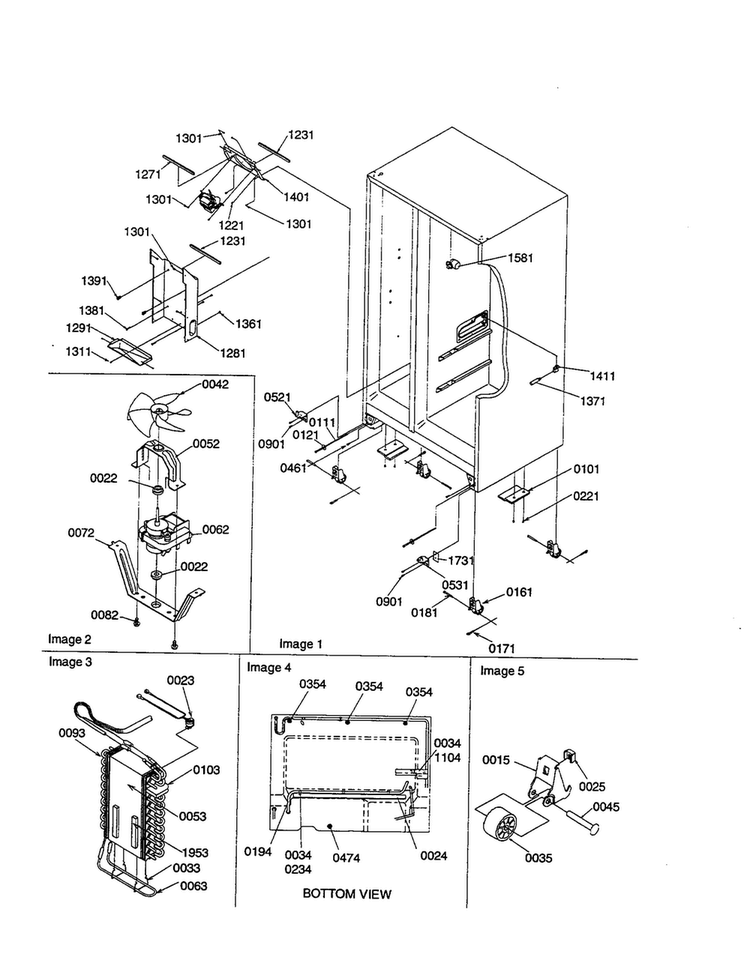 Drain Systems/rollers/evaporator Diagram and Parts List for SRI21VE-P1315601WE  Amana Refrigerator