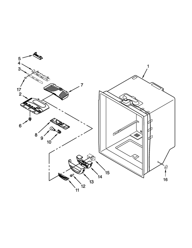 Refrigerator Liner Parts Diagram and Parts List for MFF2558DEM00  Maytag Refrigerator