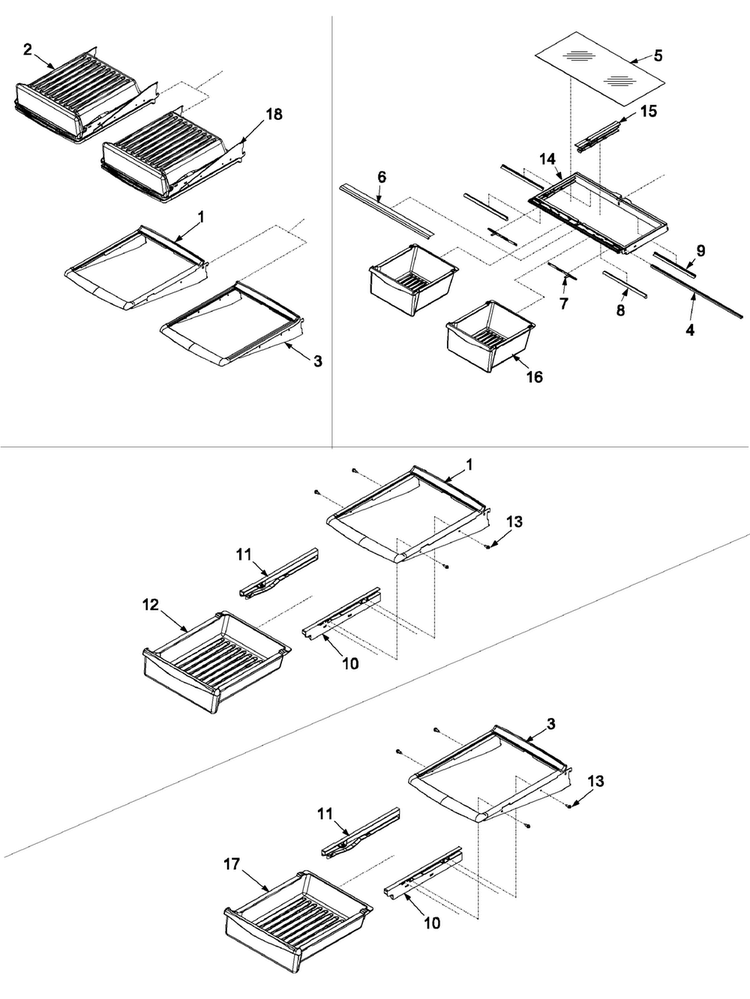 Refrigerator Shelving Diagram and Parts List for ARB190ZCB0  Amana Refrigerator