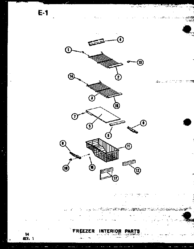 Freezer Interior Parts Diagram and Parts List for SRI19E-1-C-P74870-16WC  Amana Refrigerator