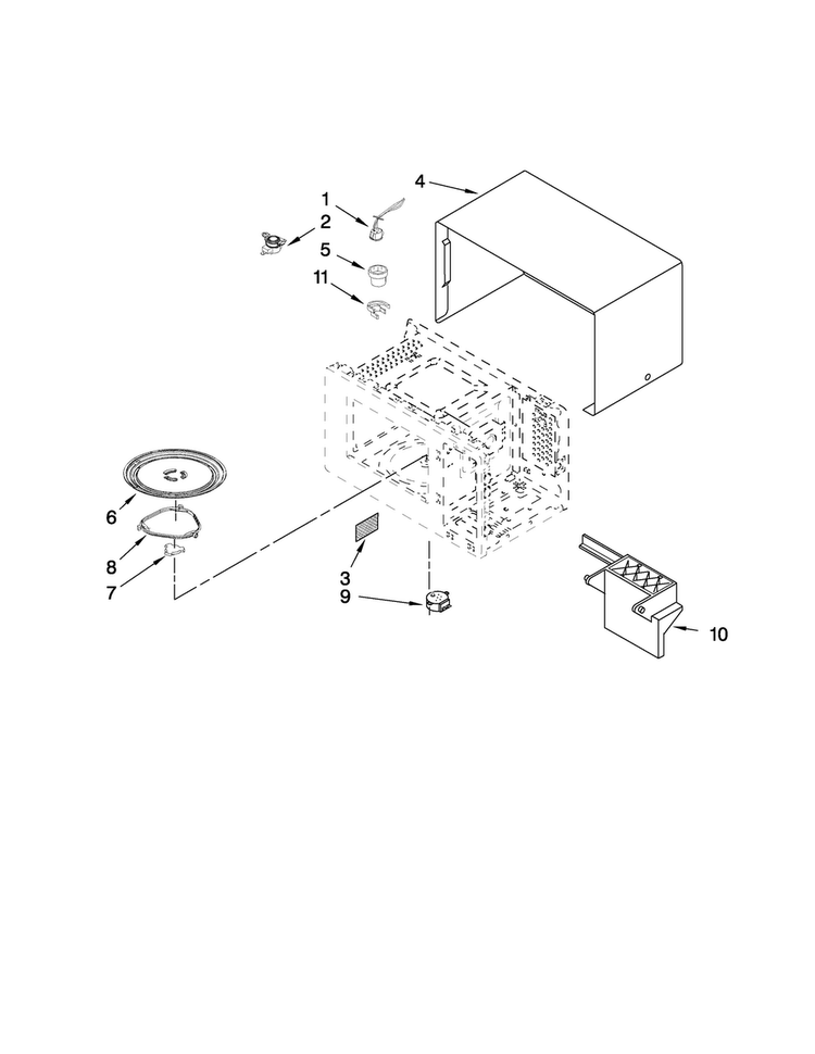 Microwave Oven Cavity Parts Diagram and Parts List for AMC5143BCQ10  Amana Microwave