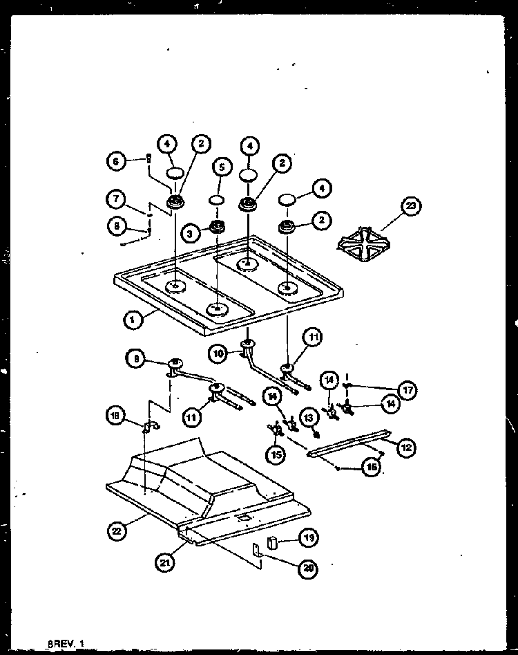 Cooktop Diagram and Parts List for RST378UW-P1141203NW  Caloric Range