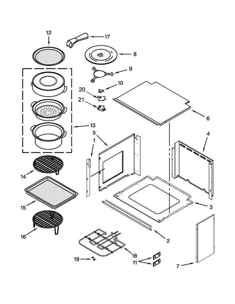 Top Support And Turntable Parts Diagram and Parts List for JMW3430WB03  Jenn-Air Microwave