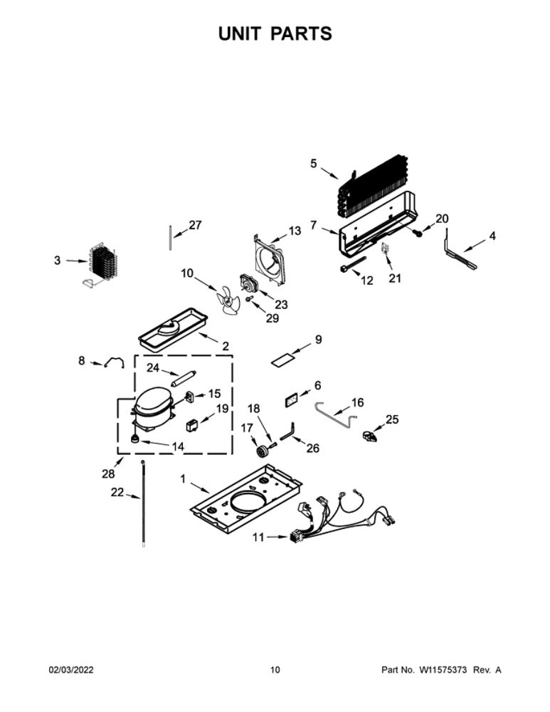 Unit Parts Diagram and Parts List for ART104TFDW03  Amana Refrigerator