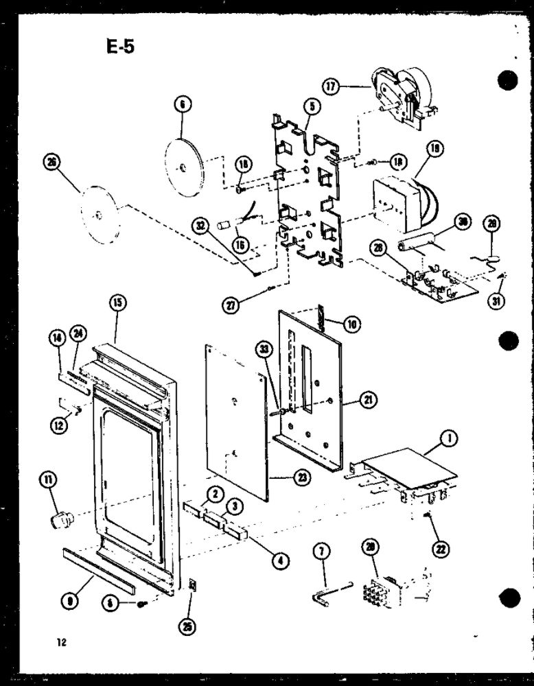 Control Panel Diagram and Parts List for RR-7B P74364-5M Amana Microwave