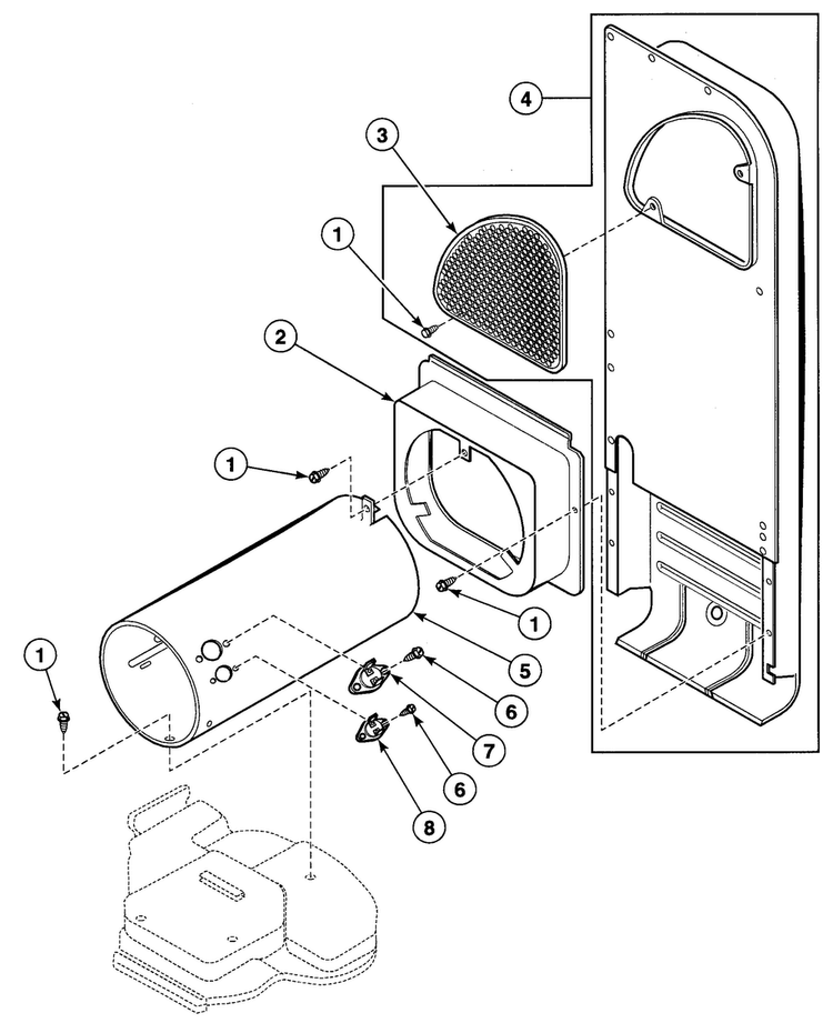 Heater Duct Diagram and Parts List for SDG609WF  Speed Queen Dryer
