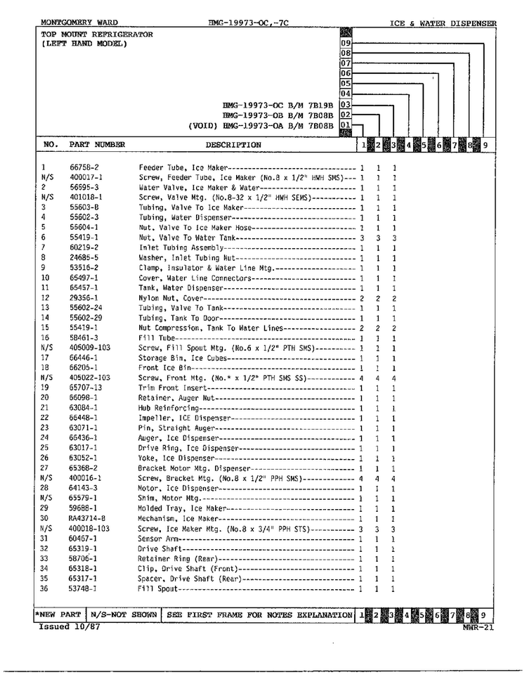 Ice And Water Dispenser Page 2 Diagram and Parts List for 19973C  Admiral Refrigerator
