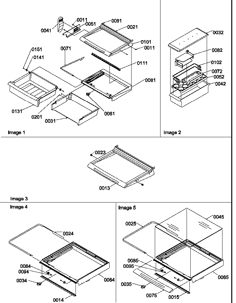 Shelves, Deli, And Crisper Assemblies Diagram and Parts List for SBDE520SW-P1185202WW  Amana Refrigerator
