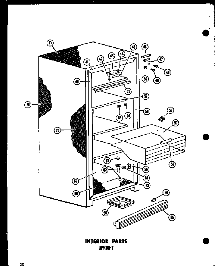 Interior Parts Diagram and Parts List for EU12F P60117-30W Amana Freezer