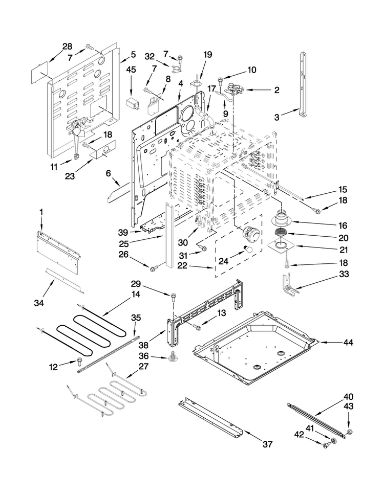Chassis Parts Diagram and Parts List for AES3760BCS16  Amana Range