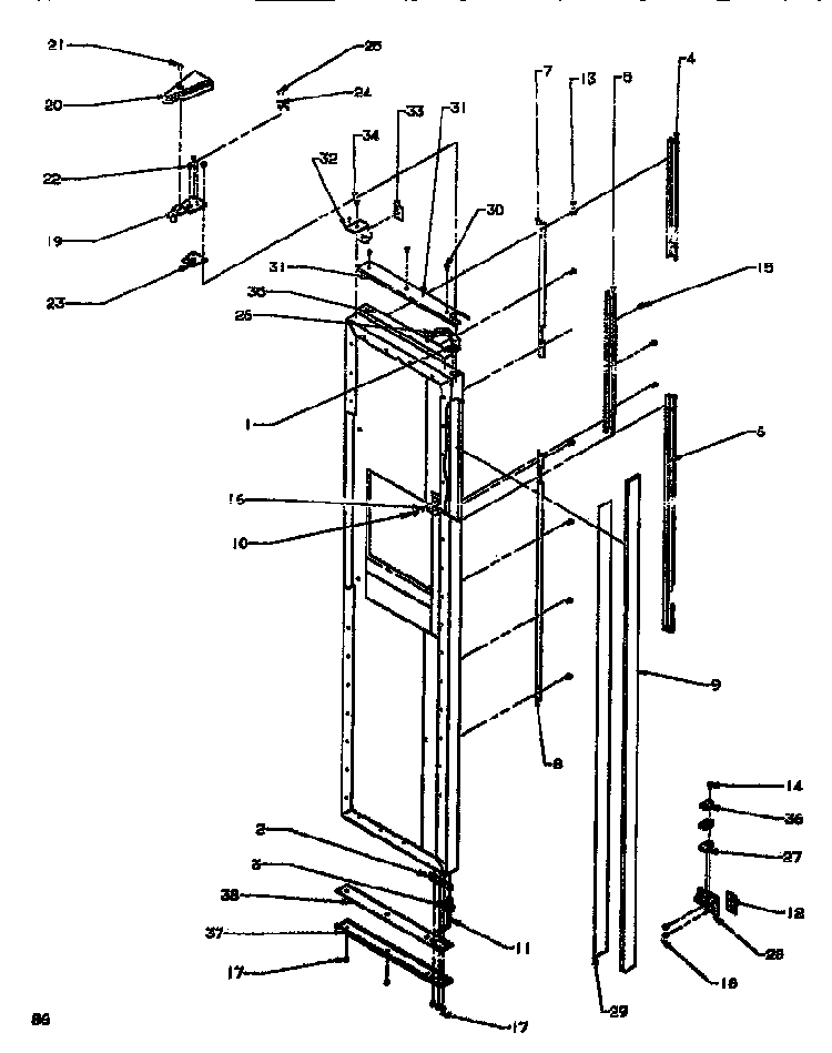 Door/hinge/trim Freezer Diagram and Parts List for SXD520NW-P1181101WW  Amana Refrigerator