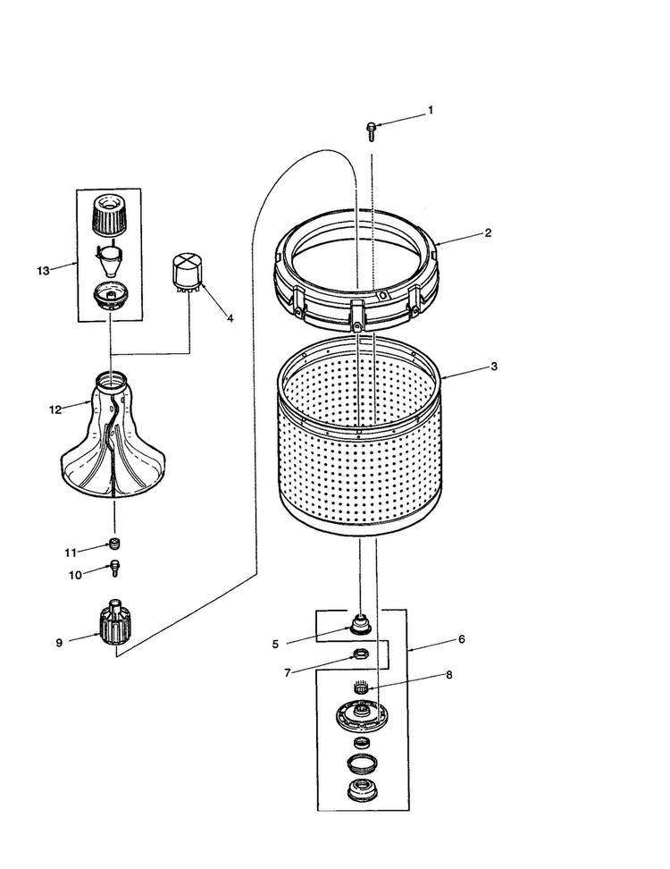Agitator/drive Belt/washtub/hub Diagram and Parts List for ALW540RMW-PALW540RMW  Amana Washer