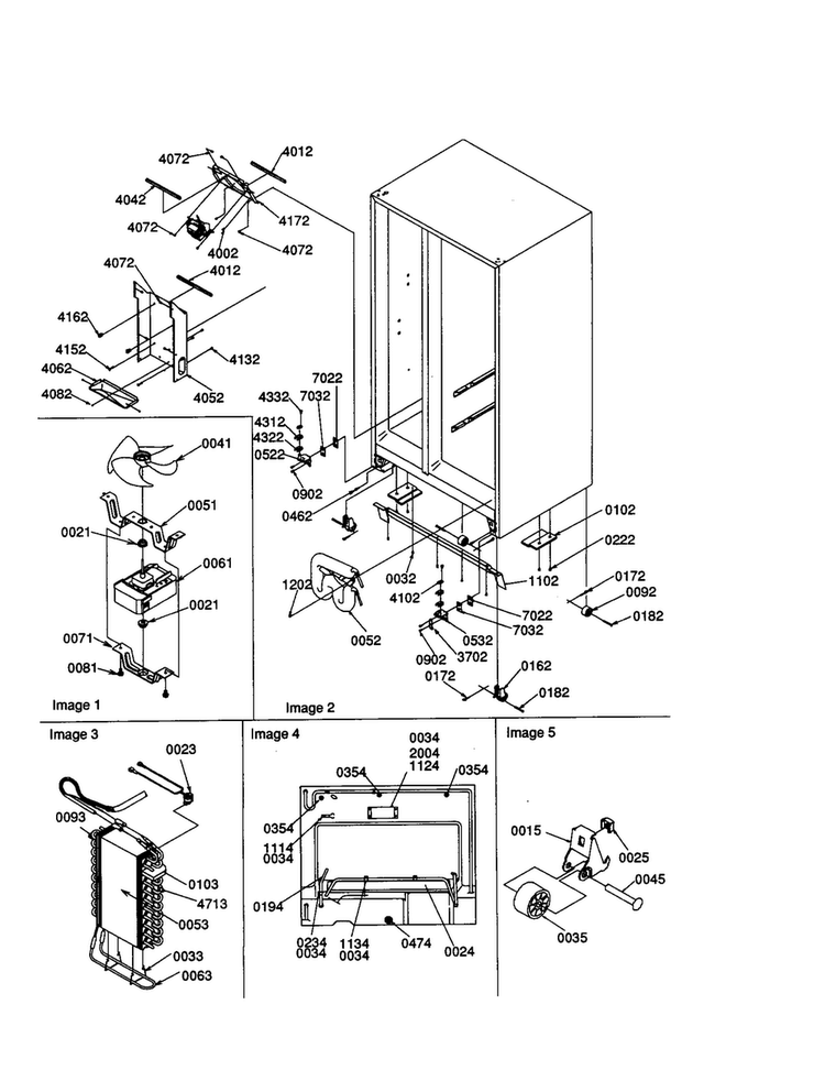 Drain System/rollers/evaporator Diagram and Parts List for SXD22S2L-P1303512WL  Amana Refrigerator