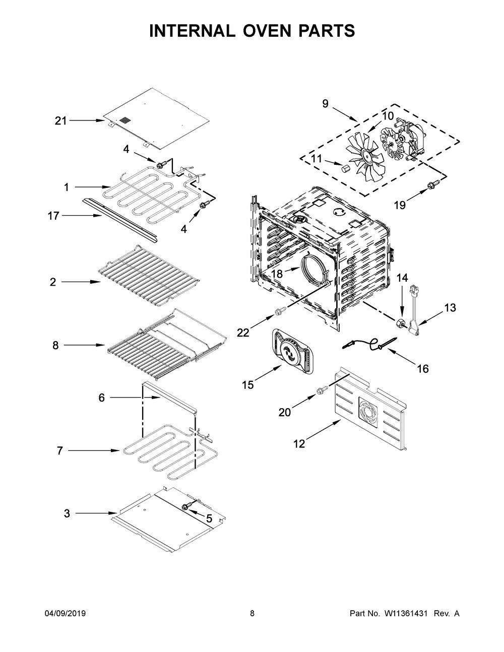 Internal Oven Parts Diagram and Parts List for JMW2427IM01  Maytag Microwave Oven Combo