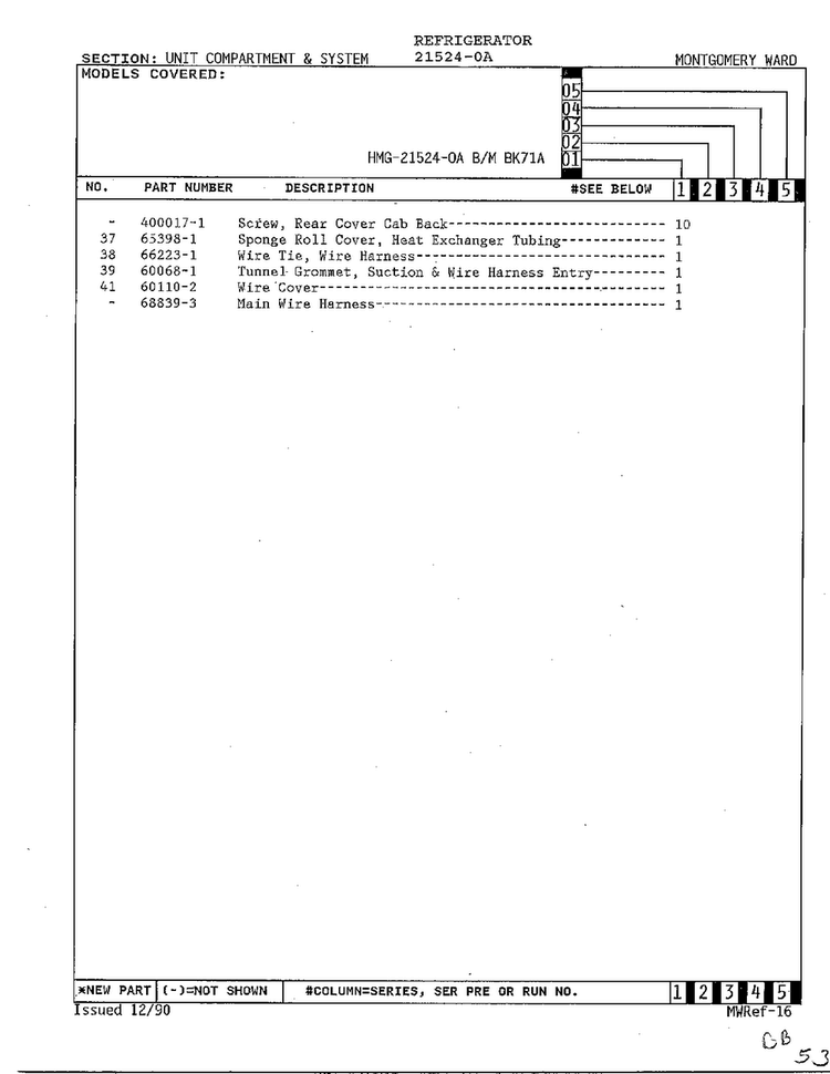 Unit Compartment & System Page 3 Diagram and Parts List for 21524-0A  Admiral Refrigerator