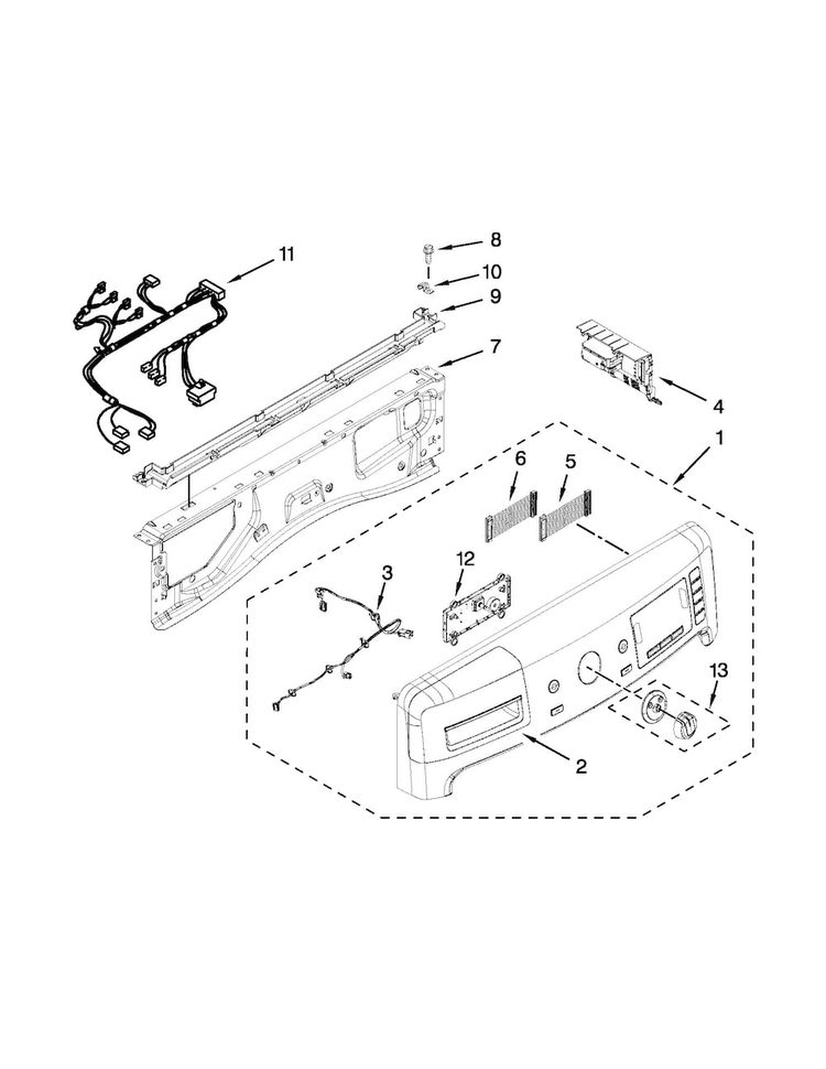 Control Panel Parts Diagram and Parts List for MHW6000XR2  Maytag Washer