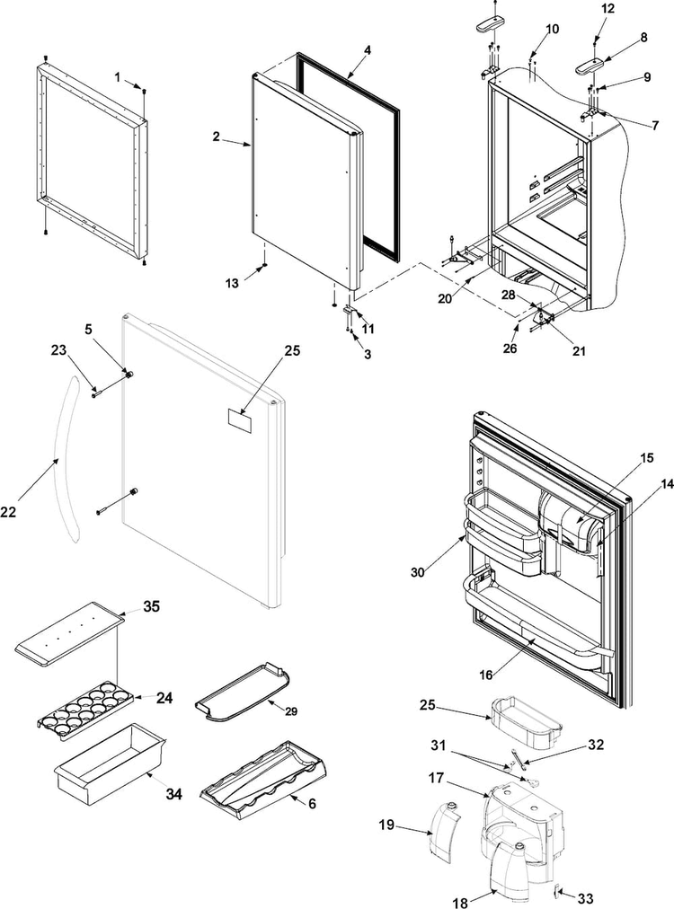 Refrigerator Door Diagram and Parts List for ABL2037FES0  Amana Refrigerator