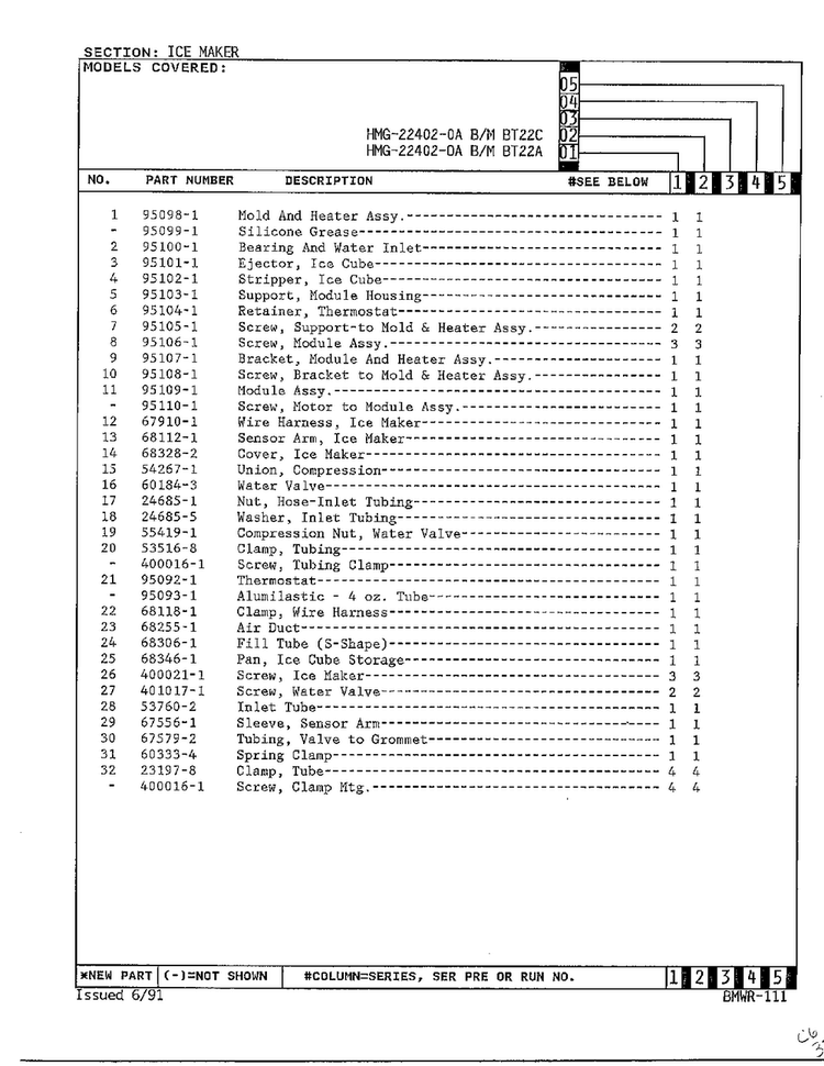 Ice Maker Page 2 Diagram and Parts List for 22402-0B  Admiral Refrigerator