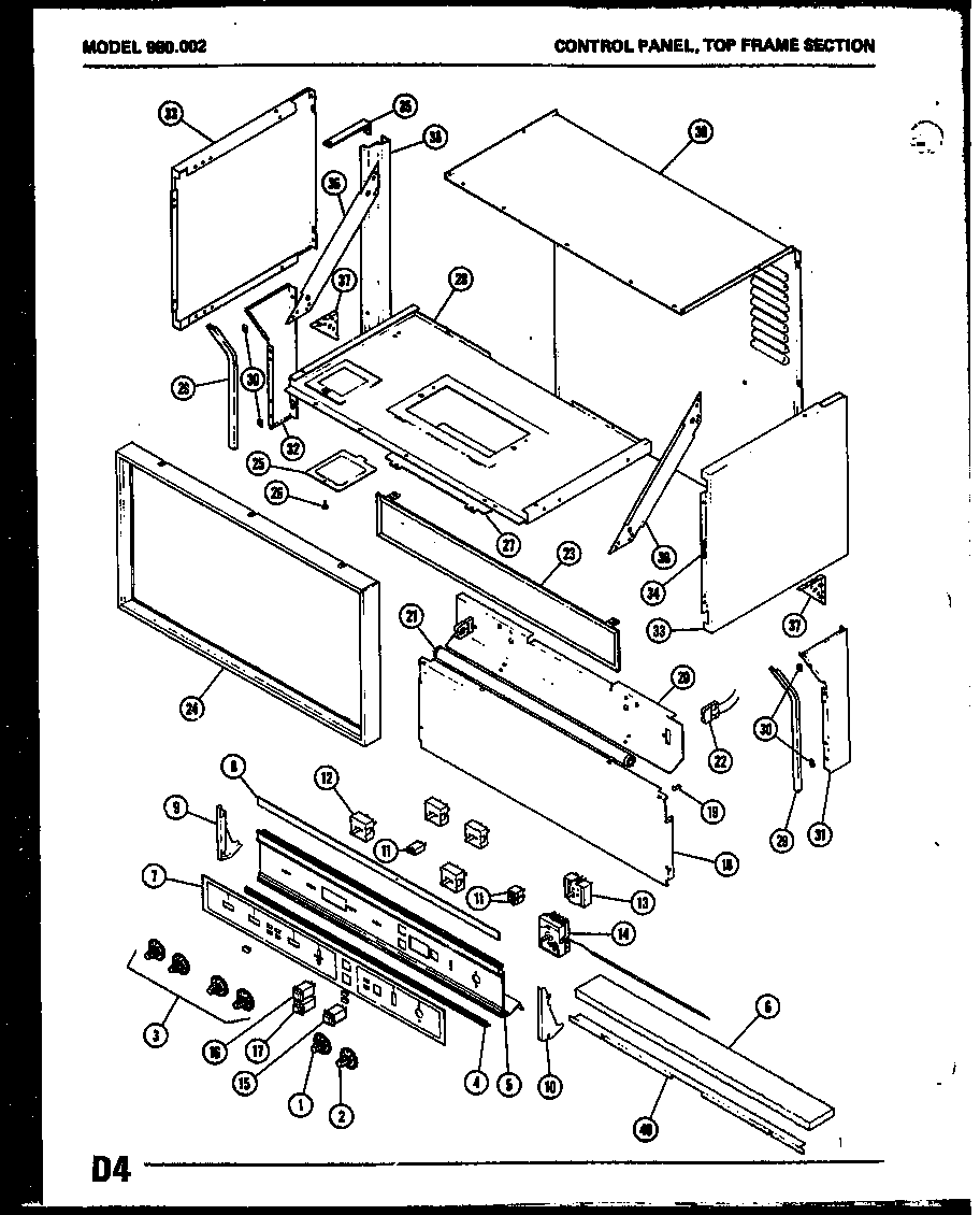 01 - CONTROL PANEL Diagram and Parts List for 980002  Maytag Range