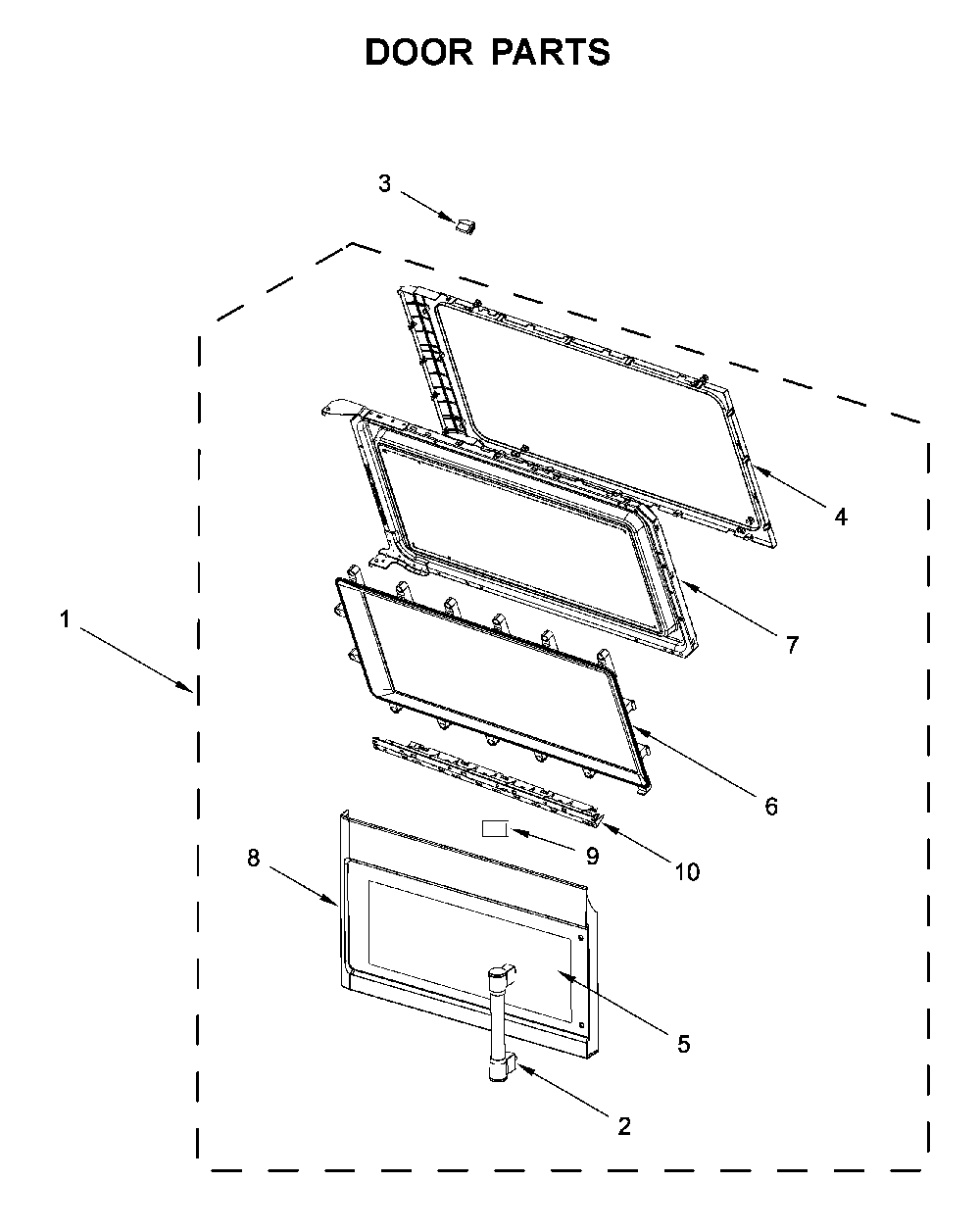 Door parts Diagram and Parts List for MMV5220FZ6  Maytag Microwave
